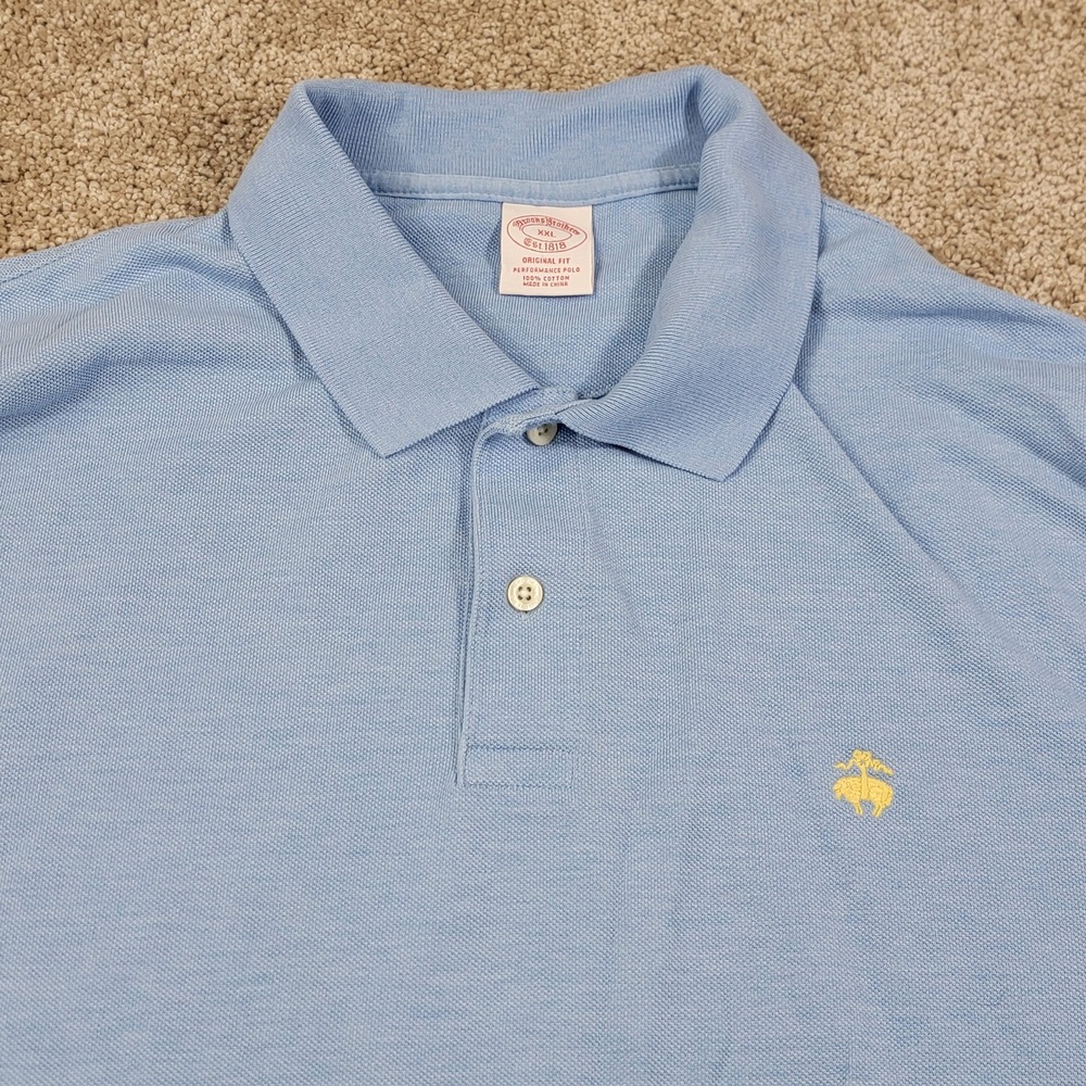 Brooks Brothers Mens XXL Light Blue Original Fit Performance Polo Cotton Shirt